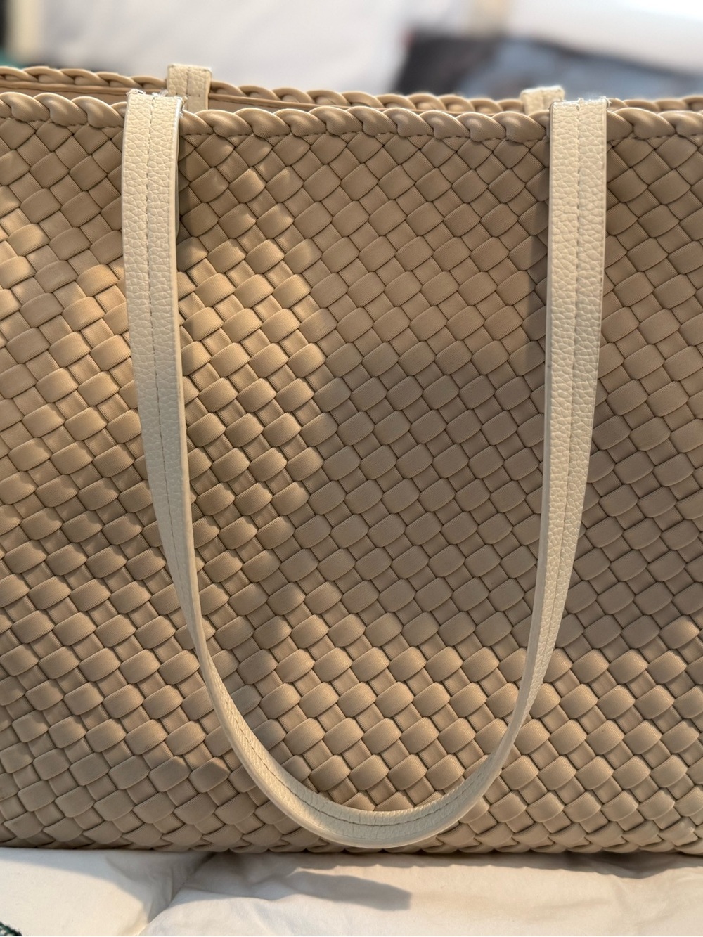Naghedi Ecru Woven Tote Bag - Jetsetter Small Tote - Picture 13 of 15